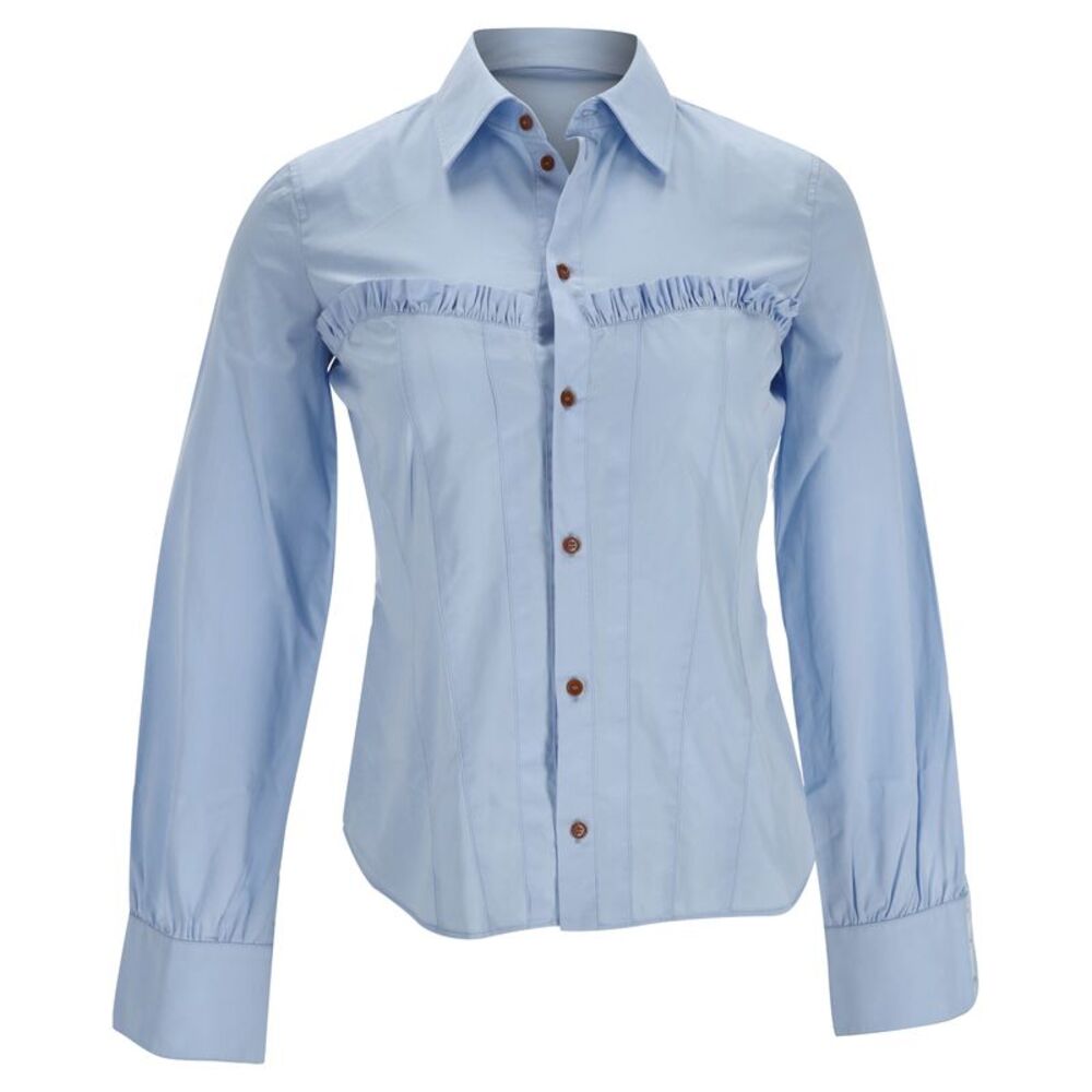 Dsquared2 Button-Down Corset Accent Shirt in Blue Cotton